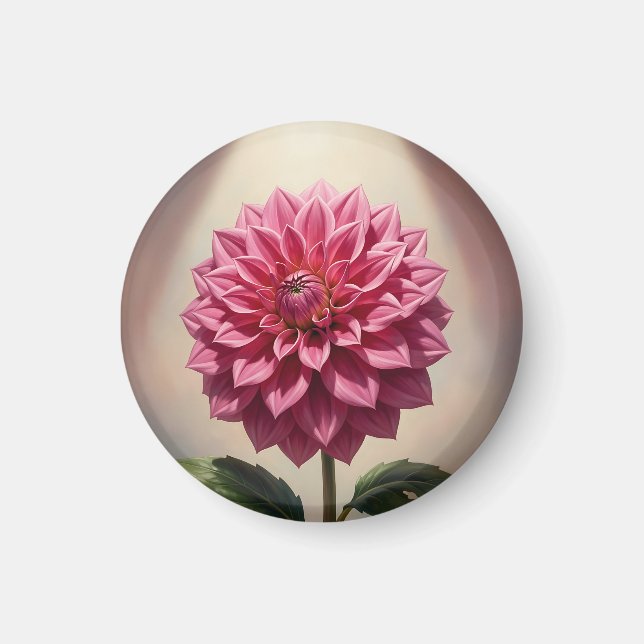 Imán Flor Botánica de Dalia Rosa (Frente)