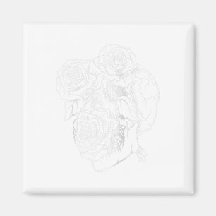 Imán Flor Calavera Y Tatuaje Rosa Arte Gráfico Floral I