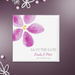 Imán Flor color de agua rosa Guardar el Boda de fechas<br><div class="desc">Sorprenda a sus futuros bodas invitados con este elegante y simple color rosa ahorra el imán de fecha. Esta es una manera muy creativa de anunciar tu compromiso. Ilustrado y diseñado por Patricia Álvarez.</div>