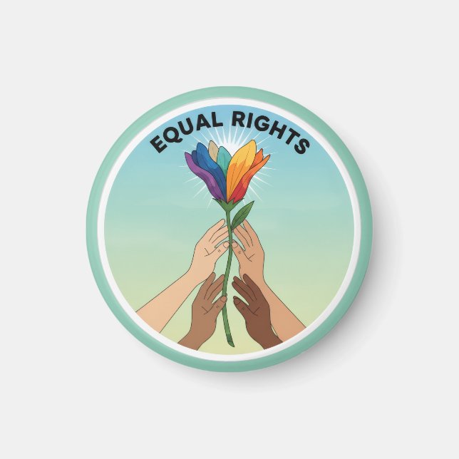 Imán Flor de Arcoíris de Igualdad de Derechos – Diversi (Frente)