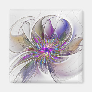 Imán Flor de arte fractal enérgica y colorida