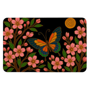 Imán Flor de Cerezo Luna Mariposa