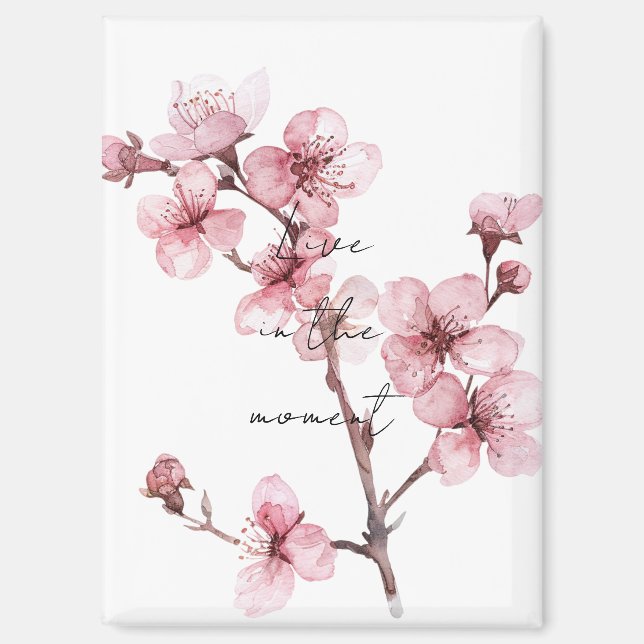 Imán Flor de cerezo rosa blanco (Anverso)