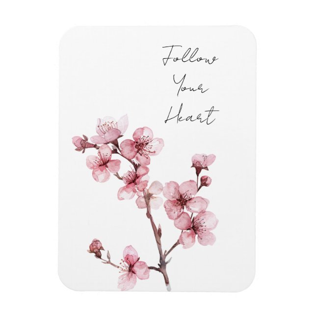 Imán Flor de cerezo rosa blanco (Vertical)