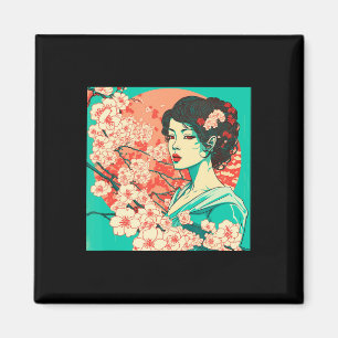 Imán Flor de cerezo vintage Sakura Anime de arte japoné