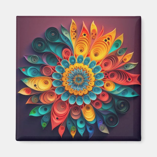Imán Flor de color 3D (Frente)