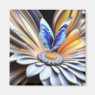 Imán Flor de color 3D y mariposa