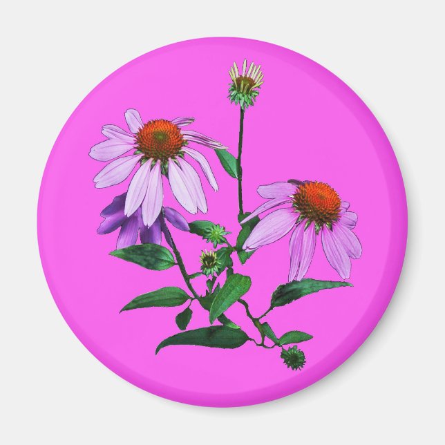 Imán Flor de Cono Morado Sobre Rosa (Frente)