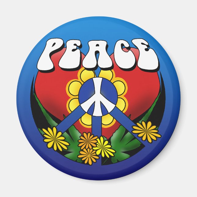 Imán Flor de corazón de paz (Frente)