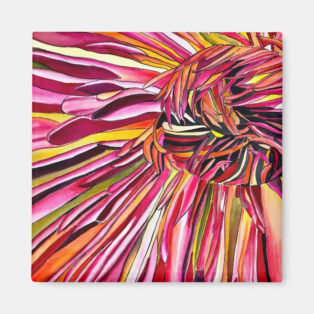 Imán Flor de crisantemo acuarela (Frente)