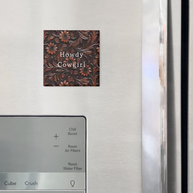 Imán Flor de cuero marrón de vaca floral (In situ (nevera))