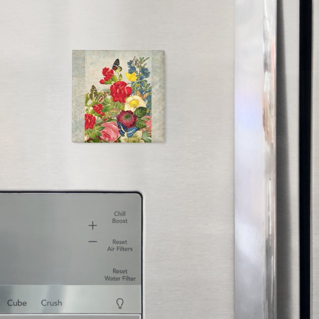 Imán Flor de época Bouquet con mariposas (In situ (nevera))