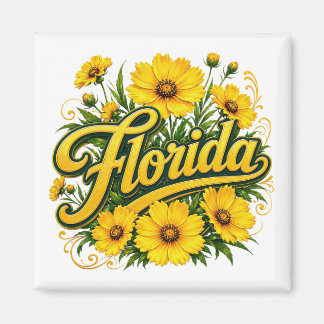 Imán Flor de Garrapata Amarilla de Florida Silvestre
