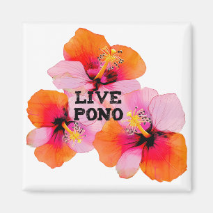 Imán Flor de Hibisco de Hawái Diseño Tropical Live Pono