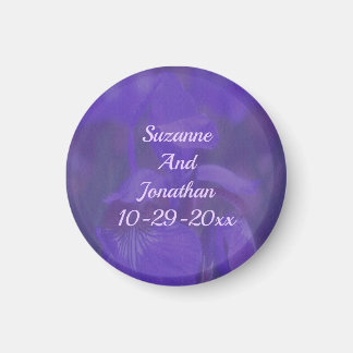 Imán Flor de Iris Morado Personalizada para Boda