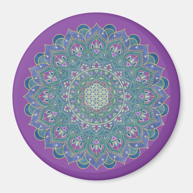 Imán Flor de la Vida - Mandala Estilo India 1 (Frente)