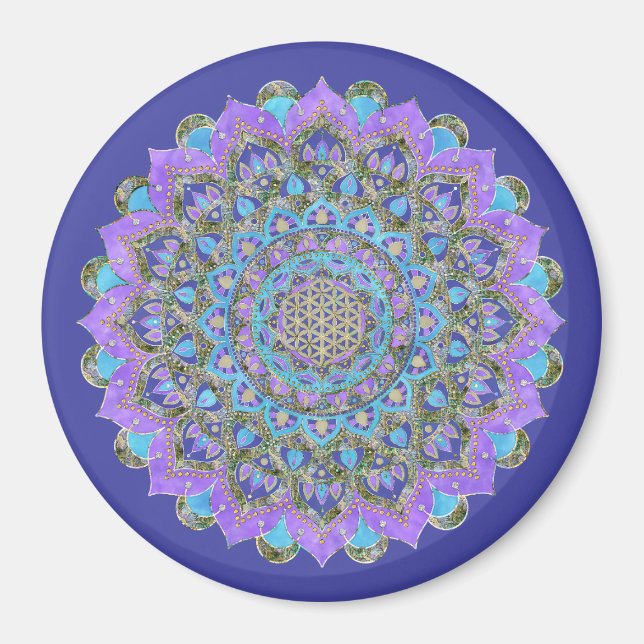 Imán Flor de la Vida - Mandala Estilo India 2 (Frente)