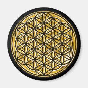 Imán Flor De La Vida / oro lleno