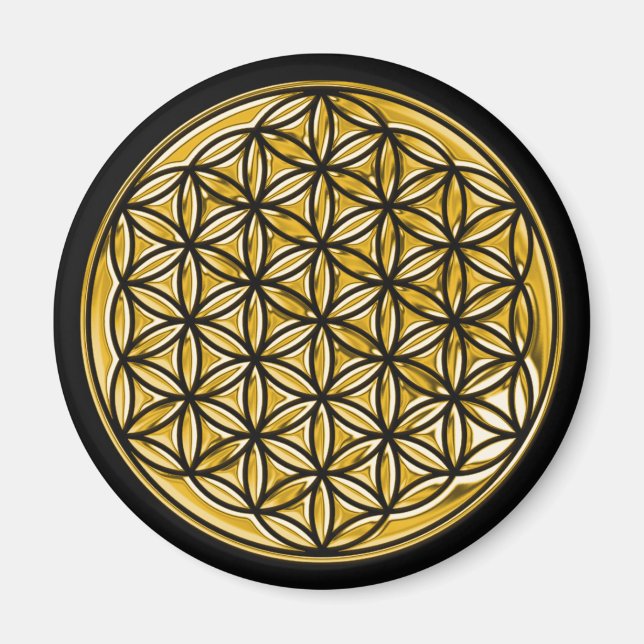Imán Flor De La Vida / oro lleno (Frente)
