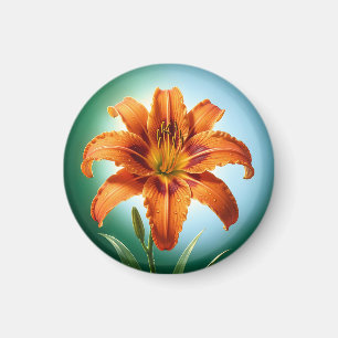 Imán Flor de lirio naranja vibrante en flor