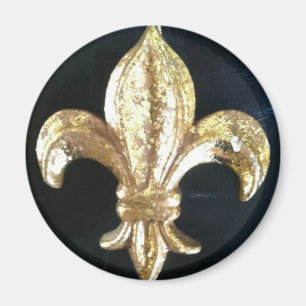 IMÁN FLOR DE LIS DE ORO EN NEGRO