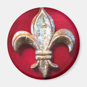 Imán Flor de lis del oro en rojo