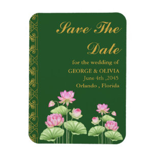 Imán Flor de Loto Anuncio de Boda India Save the Date