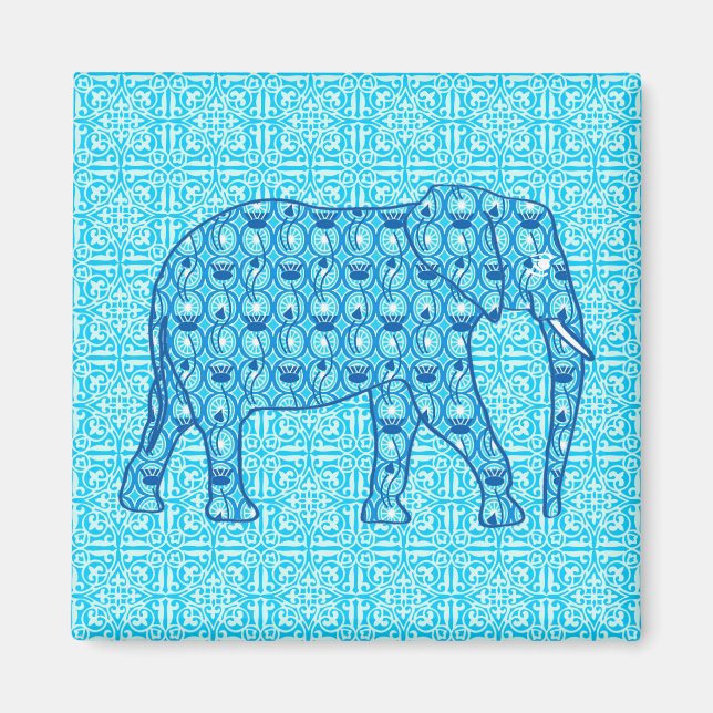 Imán flor de loto elefante - turquesa (Frente)