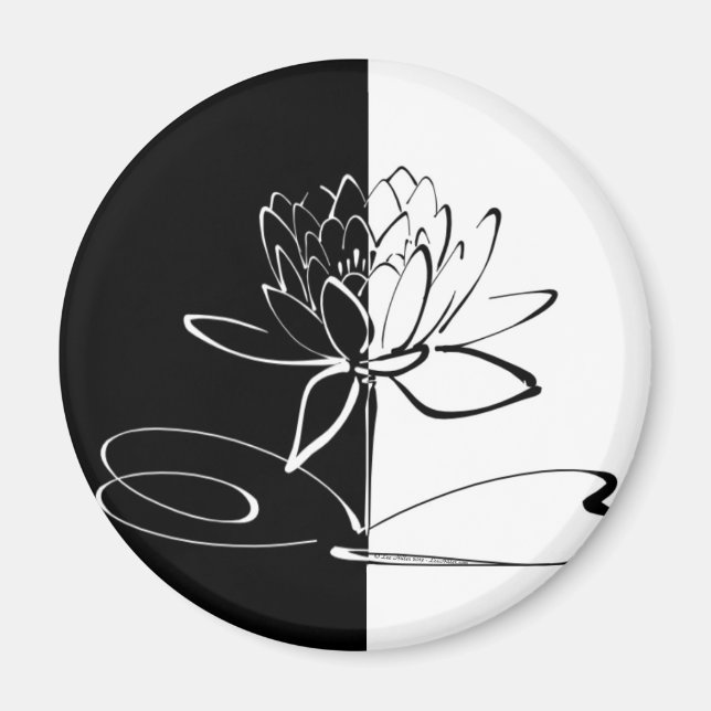 Imán Flor de Loto Negra Blanca Yin Yang (Frente)