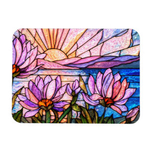 Imán Flor de Loto Nenúfar Rosa Púrpura Naranja Atardece