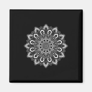 Imán Flor de Loto Ornata Blanca Mandala de Yoga _1