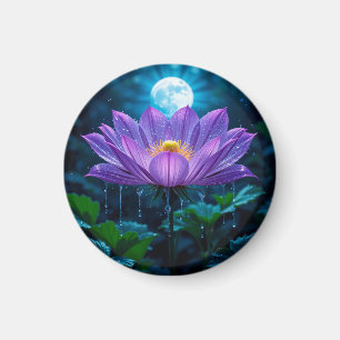 Imán Flor de Loto Púrpura Bajo Luz de Luna