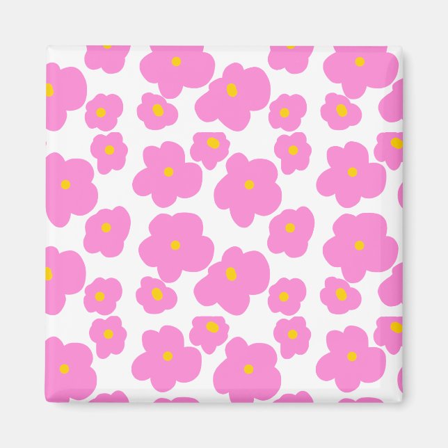 Imán Flor de margarita amarilla rosa patrón moderno ele (Frente)