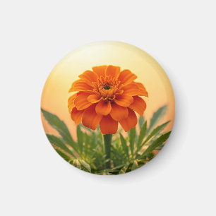 Imán Flor de Marigold Naranja Vibrante Puesta de Sol Do