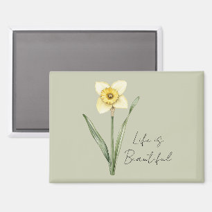 Imán Flor de Narciso Amarillo Blanco Verde
