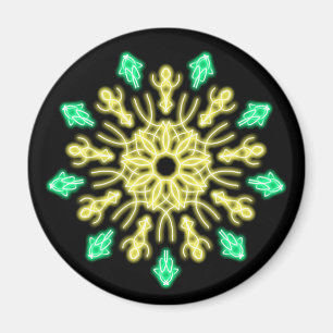 Imán Flor de neón amarilla y verde