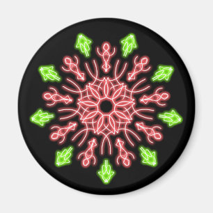 Imán Flor de neón roja y verde