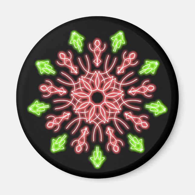 Imán Flor de neón roja y verde (Frente)