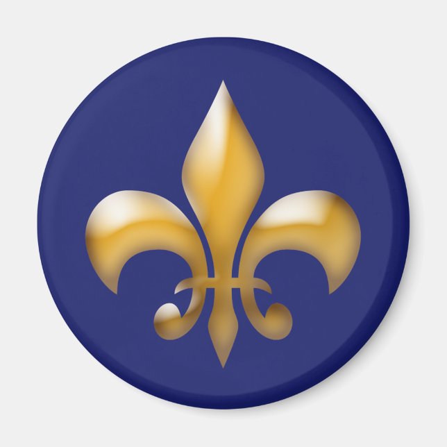 Imán Flor de oro azul de la marina clásica de Lis (Frente)