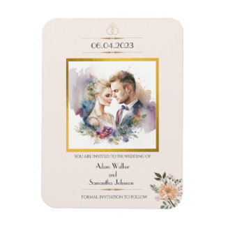 Imán Flor de oro de pareja tradicional salva la fecha