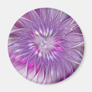 Imán Flor de pasión fractal abstracta rosa púrpura