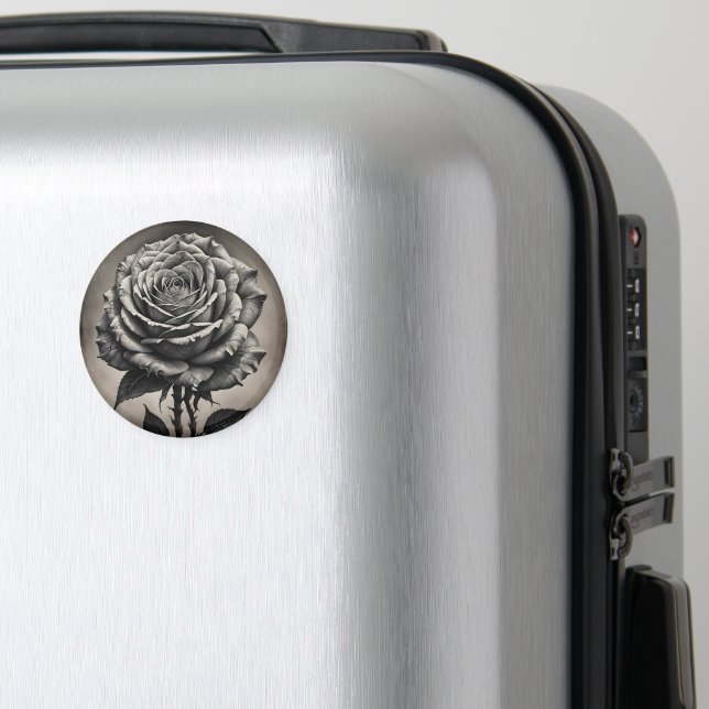 Imán Flor de rosa blanca y negra (In Situ (Equipaje))