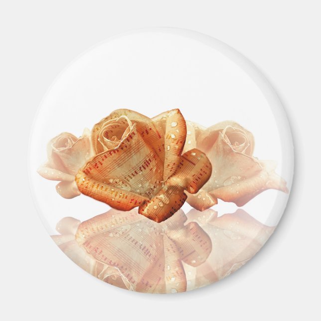 Imán Flor de Rosa de coral con música de hojas (Frente)