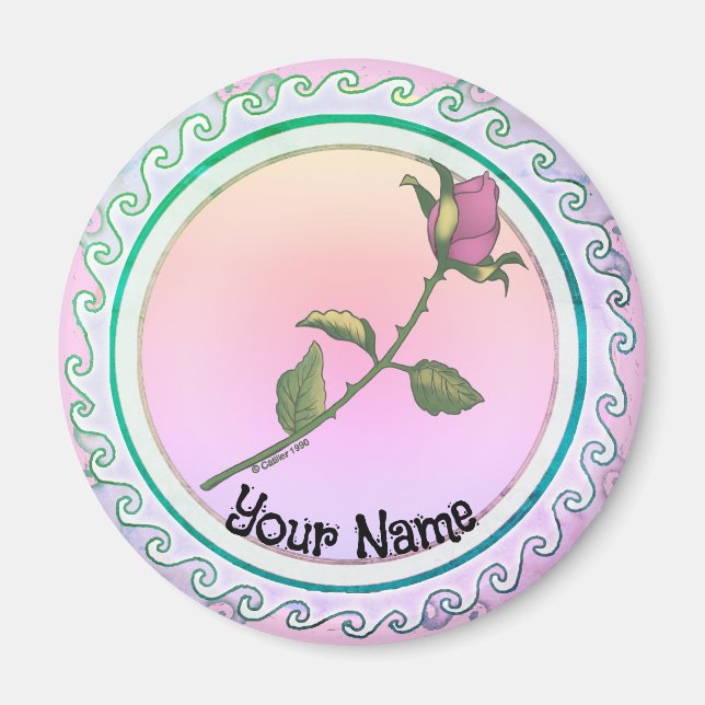 Imán flor de Rosa Rosa  (Frente)
