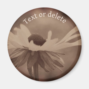 Imán Flor de Susan de ojos negros sepia personalizada