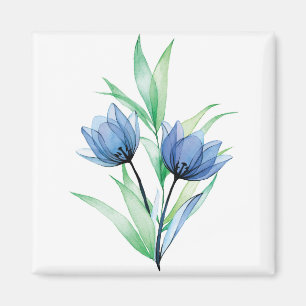 Imán Flor de tulipán azul