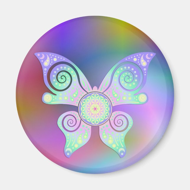 Imán Flor de vida / Blume des Lebens - mariposa (Frente)