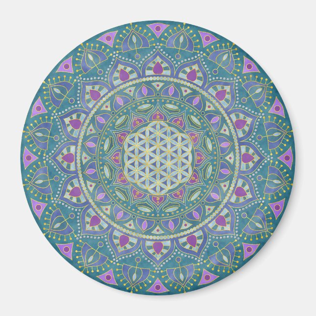 Imán Flor De Vida - Mandala Estilo India 1 (Frente)