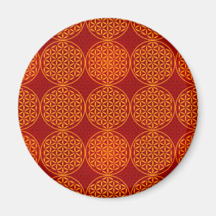 Imán Flor de vida - patrón de sello - rojo naranja