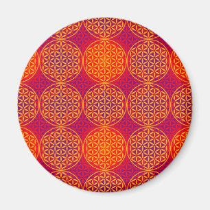 Imán Flor de vida - patrón de sello - rosa naranja